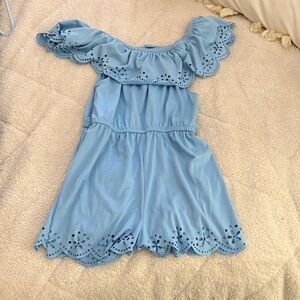 btween Light Blue Eyelet One Piece